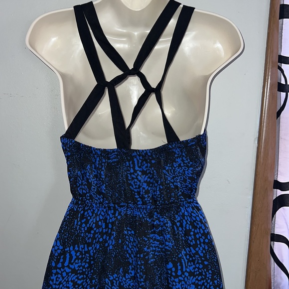 Express Women Blue & Black Casual Maxi Dress with Strappy Back Detail Medium - Picture 7 of 13